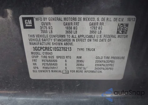 2014 Chevrolet Silverado 1500 1Lt z USA, uszkodzony, nr VIN 3GCPCREC1EG278213